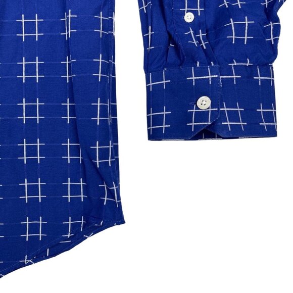 Paul Fredrik Men's Blue White Pattern Trim Fit Longsleeve Shirt Sz 36 - Picture 4 of 8